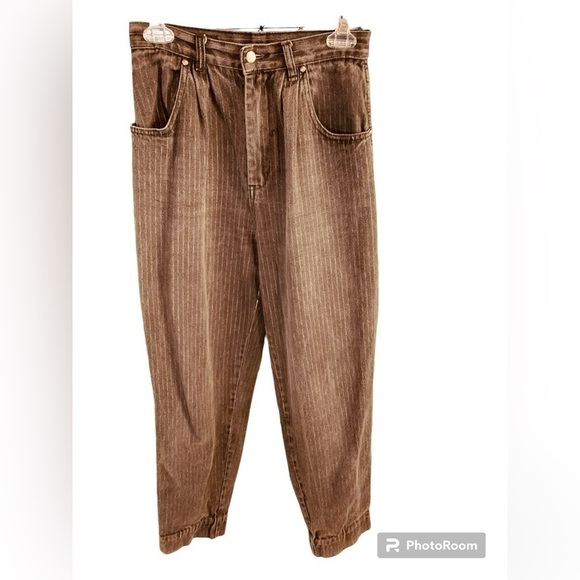 Vintage Gloria Vanderbilt Stripped Black Mom Jeans for Murjani Size 9/28 Denim - Picture 1 of 15